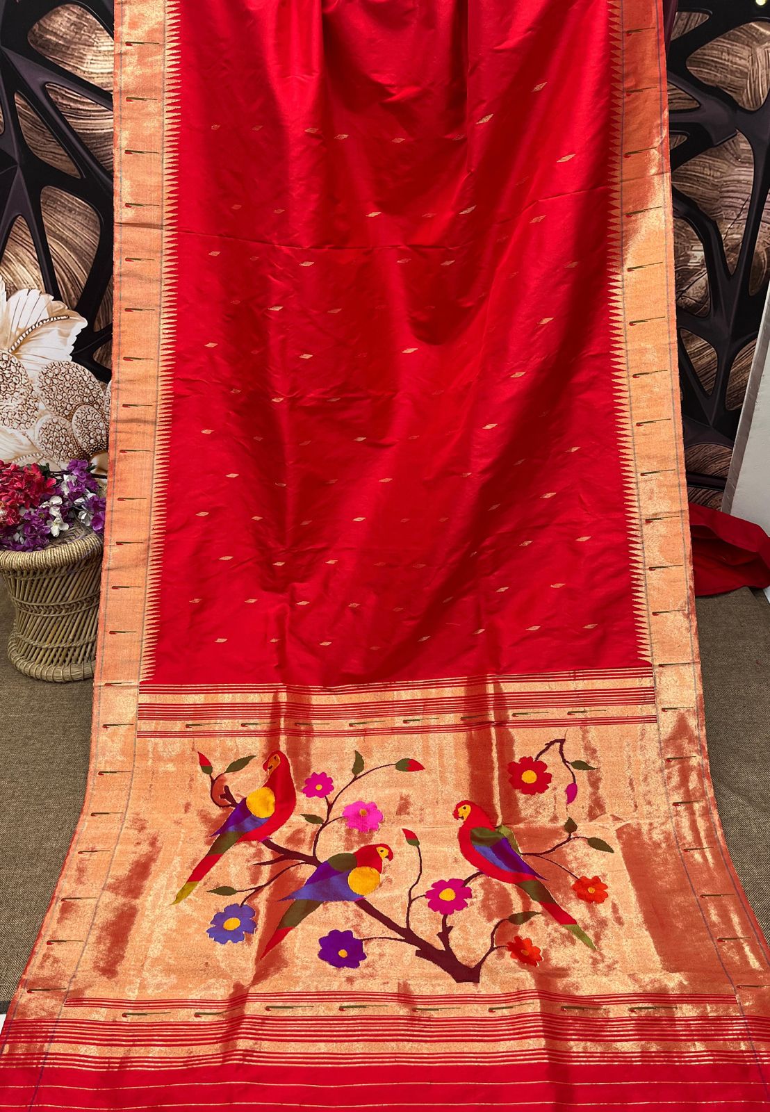 Khag | pure silk brocade jari paithani saree