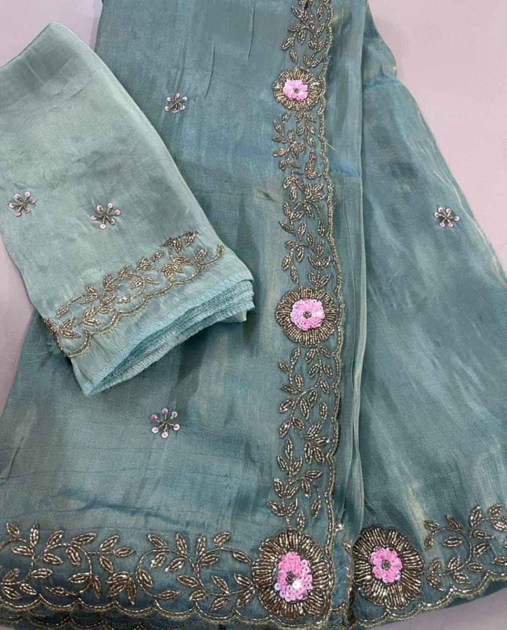 Cushita | Cutdana Work on Tissue Saree