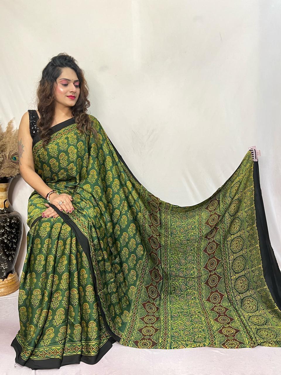 Shiza | Ajrakh Saree on Modal Silk
