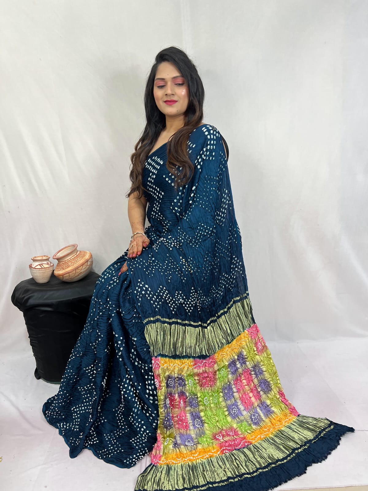 Banisa | Bandhni saree in modal silk