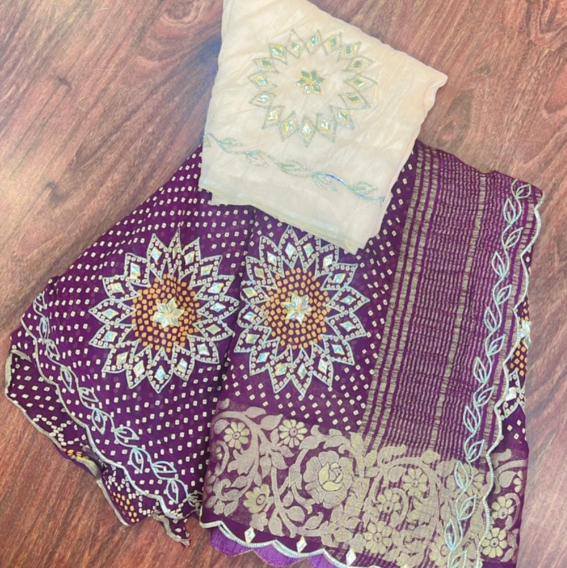 Garima | Gota Patti work on Chinon Saree