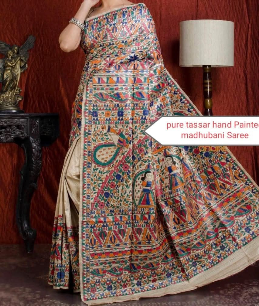 Gaurmila | Pure Tussar Ghicha Madhubani Saree