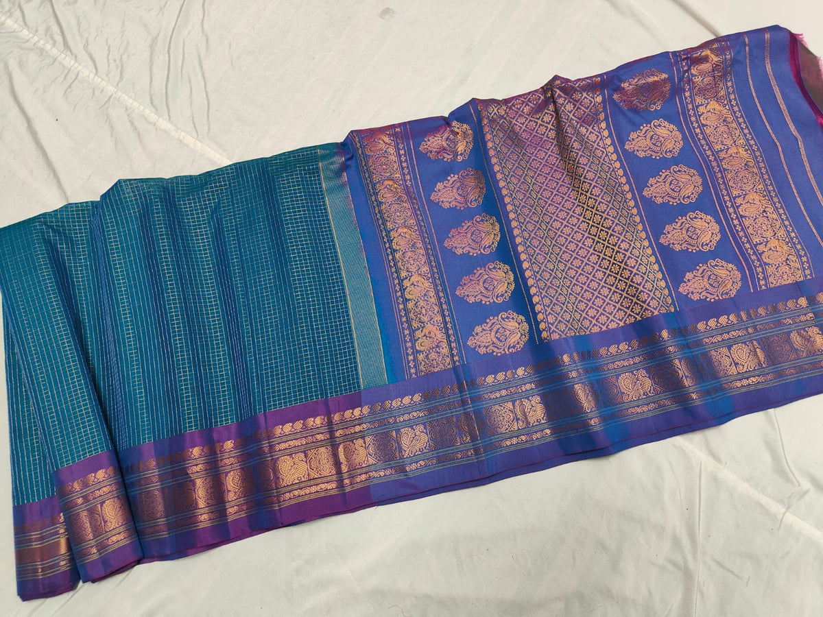 GADWAL HANDLOOM SICO CHECK SAREE