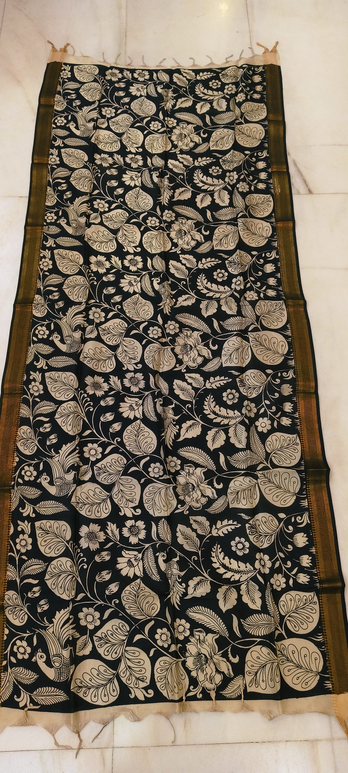 Kadita | Kalamkari dupatta on mangalagiri silk