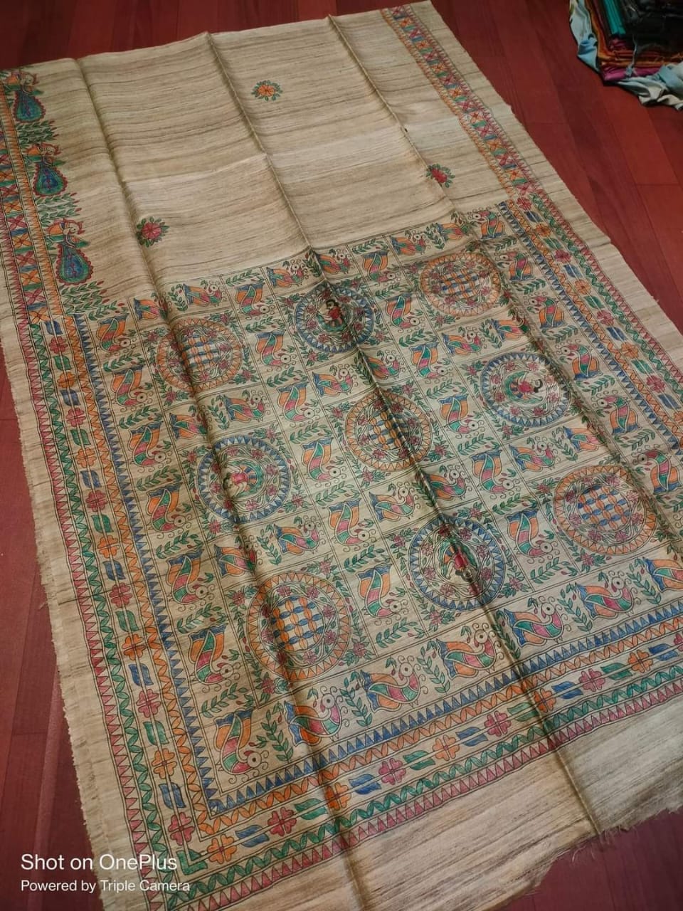 Madhuriita | Tussar Saree with madhubani work