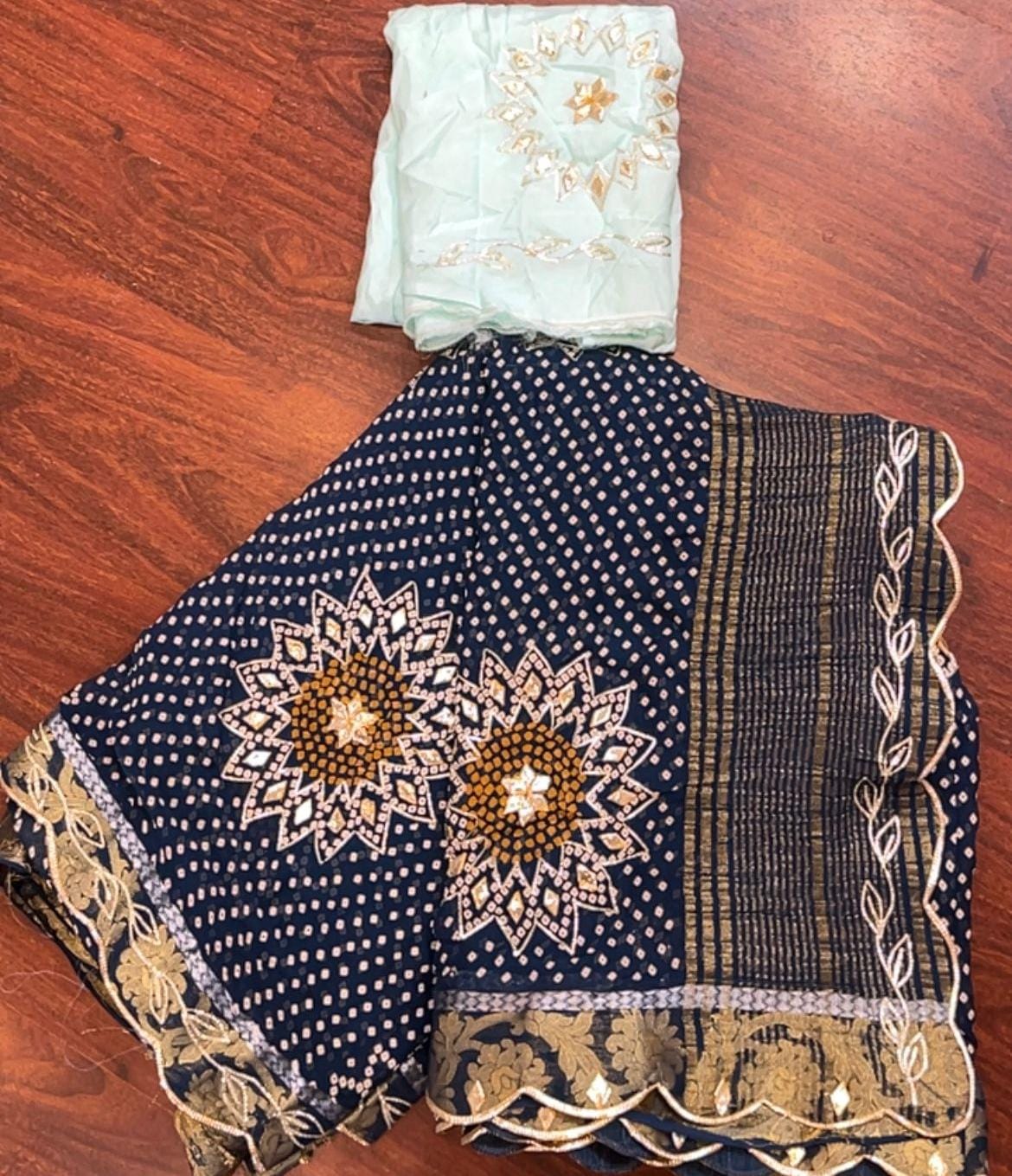 Gashira | Gota Patti work on Chinon Saree