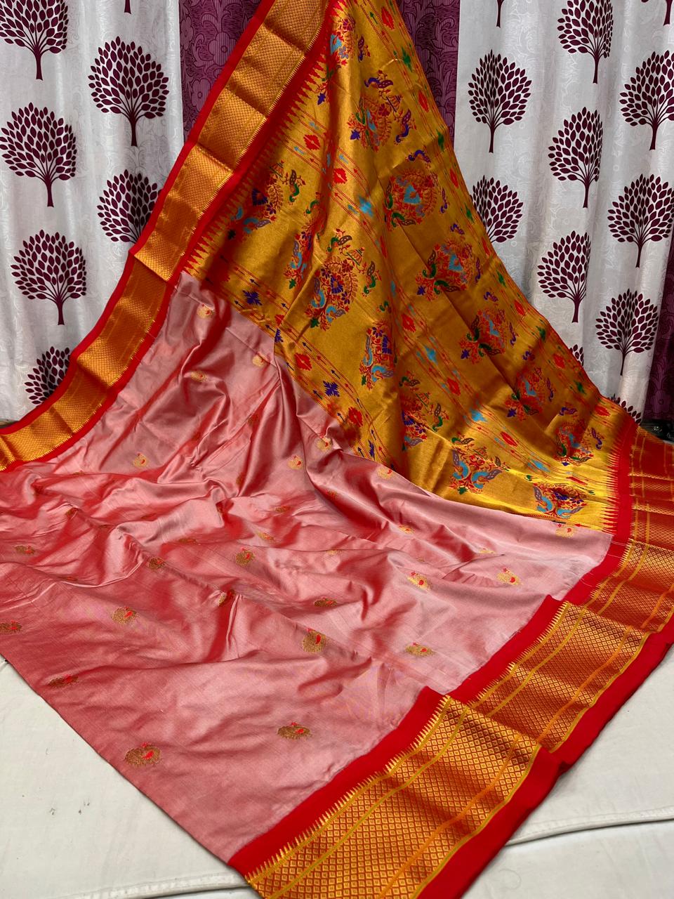Bhashita | Powerloom Kadiyal Paithani Silk Saree