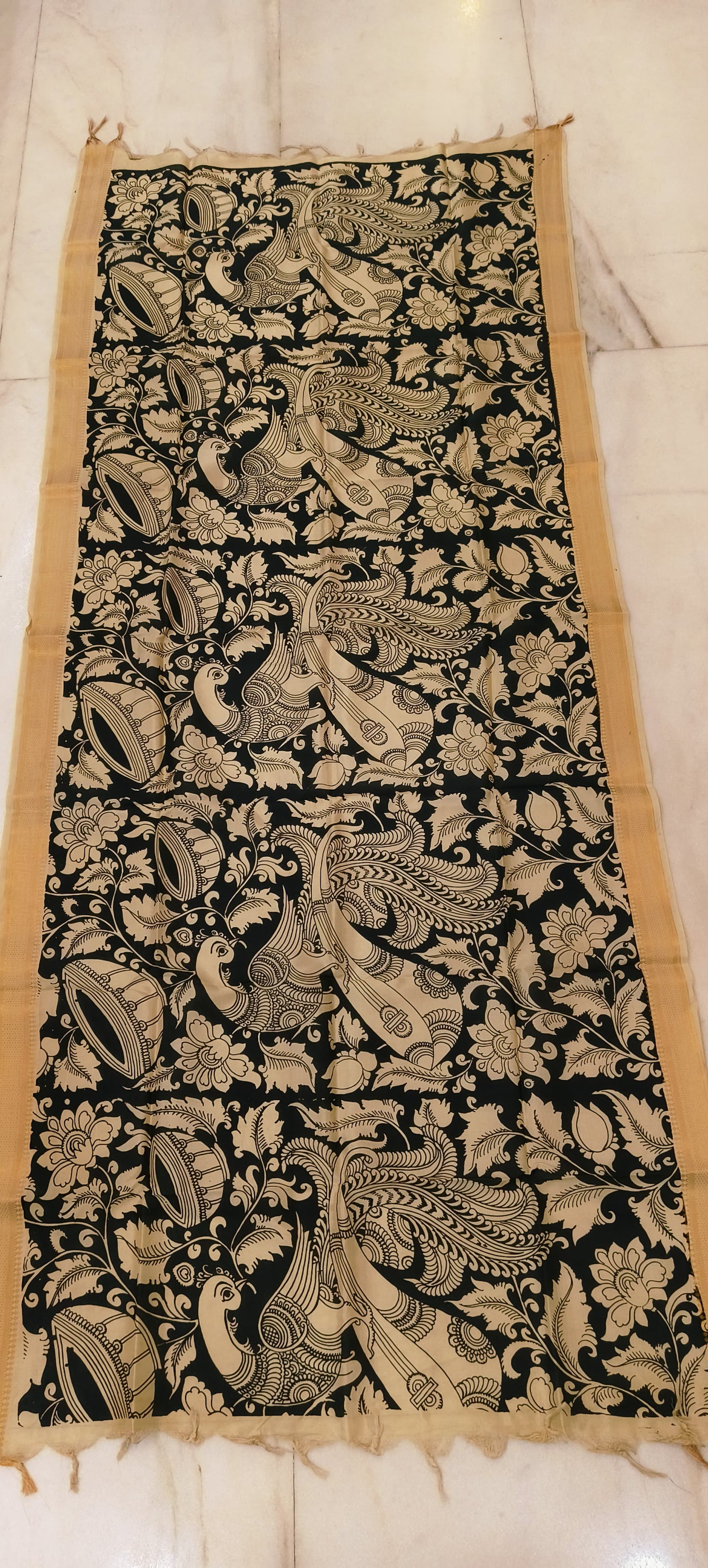 Kshanika | Kalamkari dupatta on mangalagiri silk
