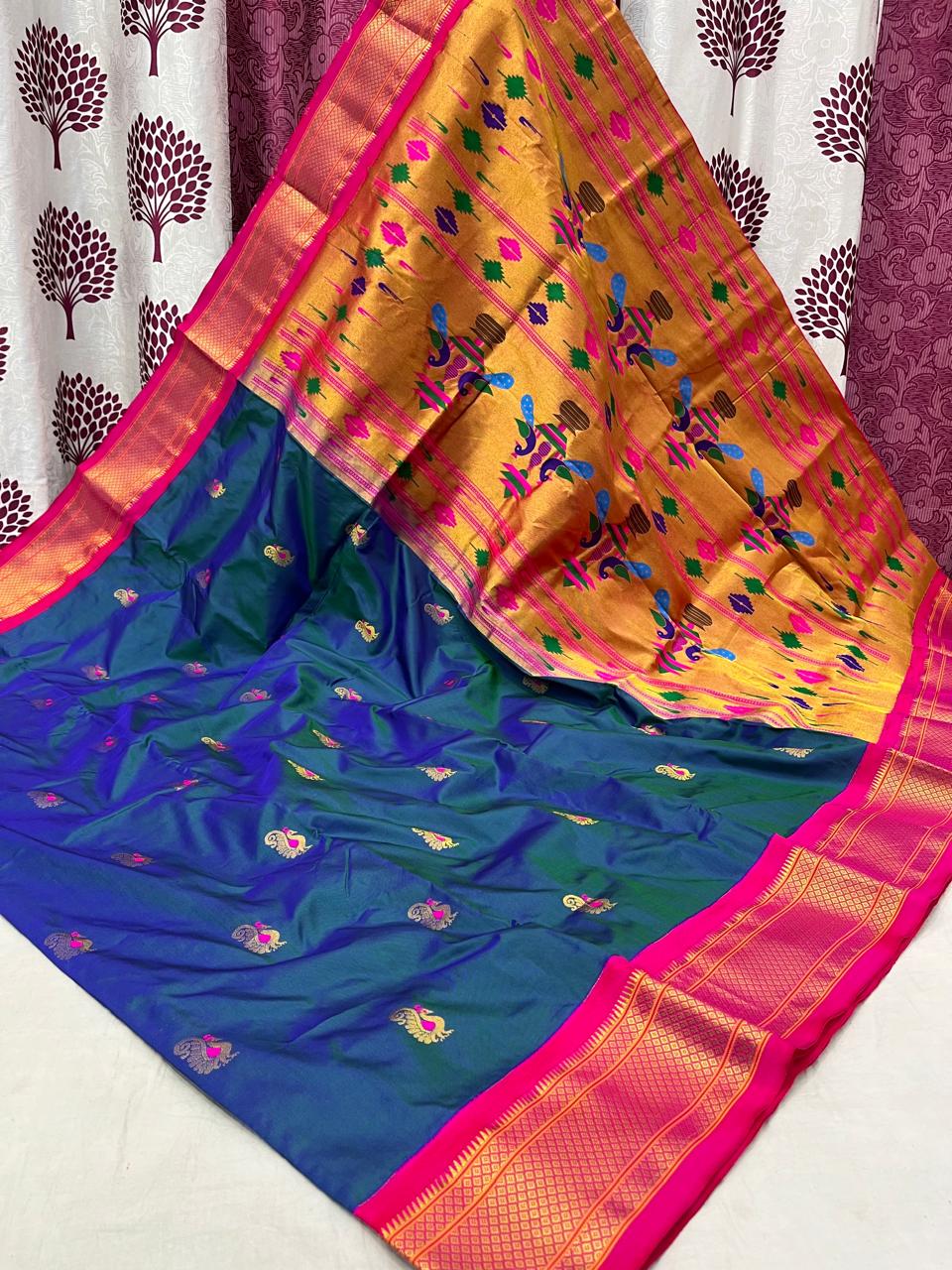 Bhanvita | Powerloom Kadiyal Paithani Silk Saree