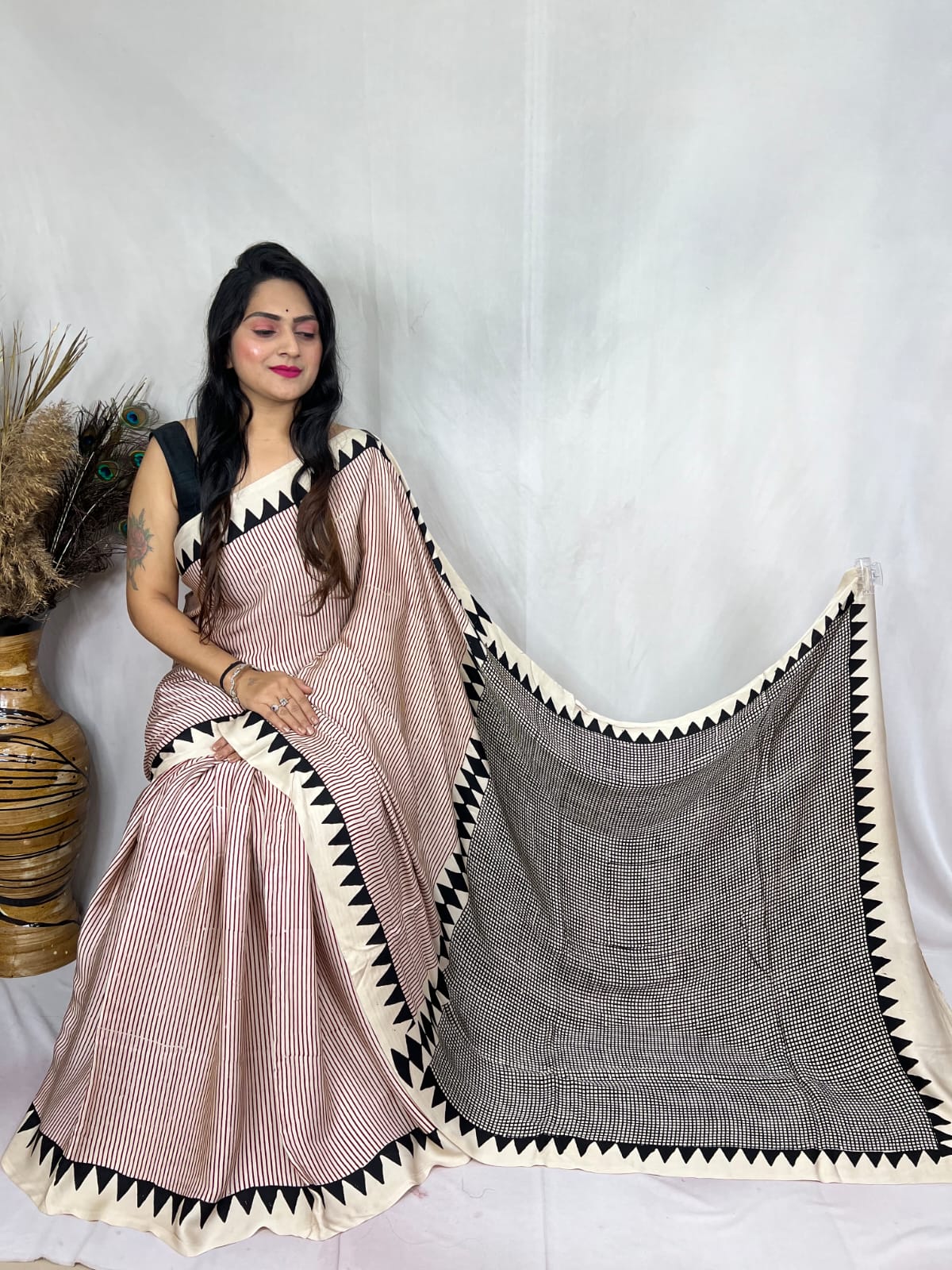 Aanya | Ajrakh Saree on Modal Silk