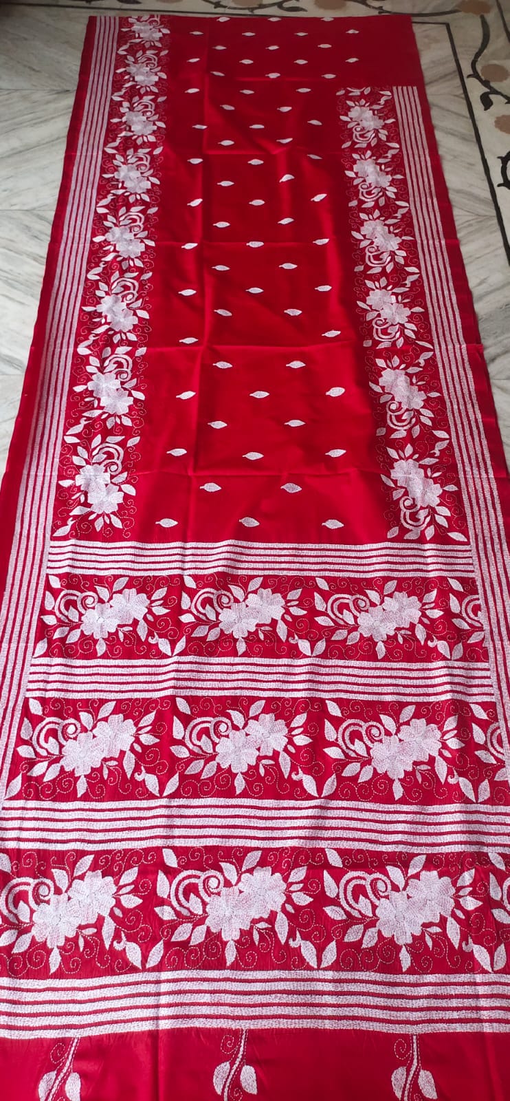 Handmade kantha on blended silk