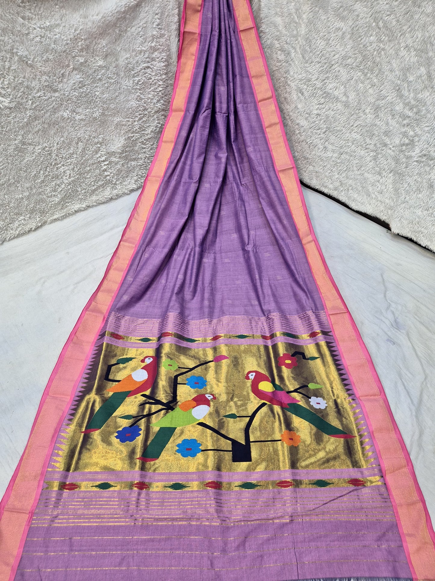 *Yeola cotton paithani*
Pure cotton
Handloom saree
Patta border
Running blouse
Shoulder butta