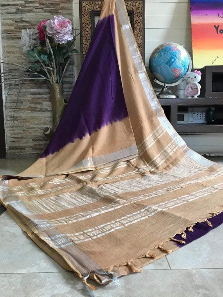 Lurvanshi| Plain Linen Saree