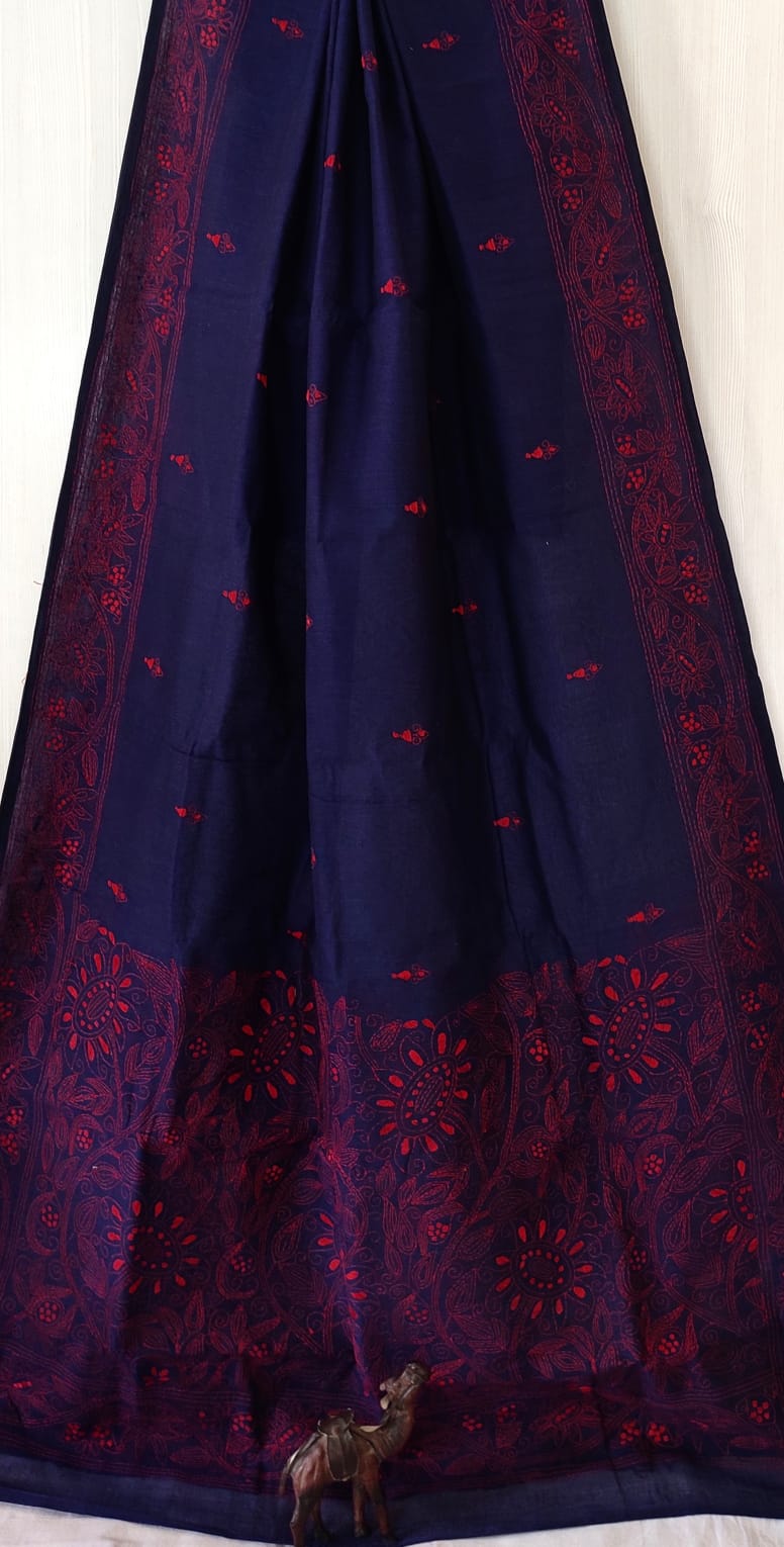 Very Exclusive Hand kantha stitch work on Premium Quality pure cotton saree
Without blouse piece
Very demanding saree❤️
Book your order soon