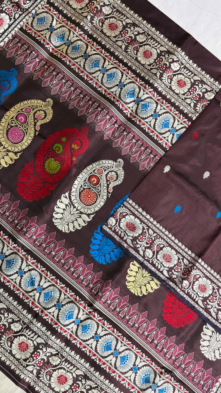 Baluchari sarees.
Material silk with bp.
With silkmark.