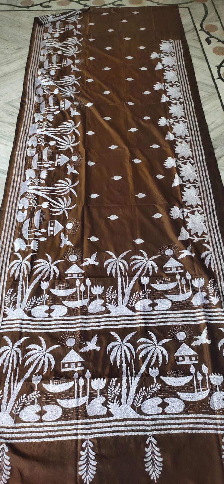 Handmade kantha on blended silk