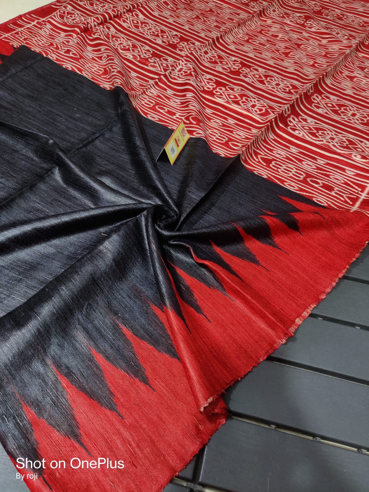tussar gheecha screen printed saree with silk mark