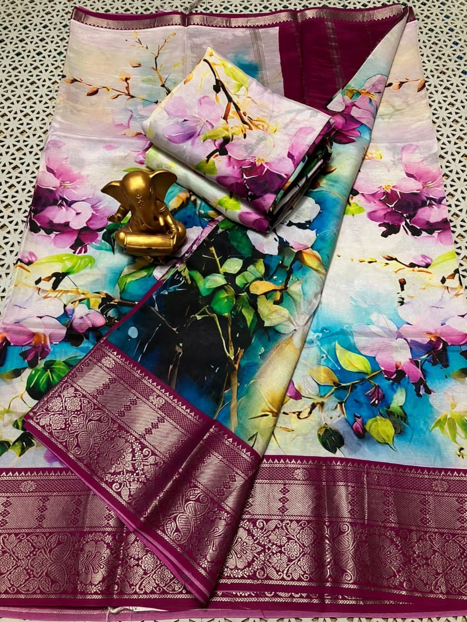 Maanvi | Digitally printed cotton silk saree