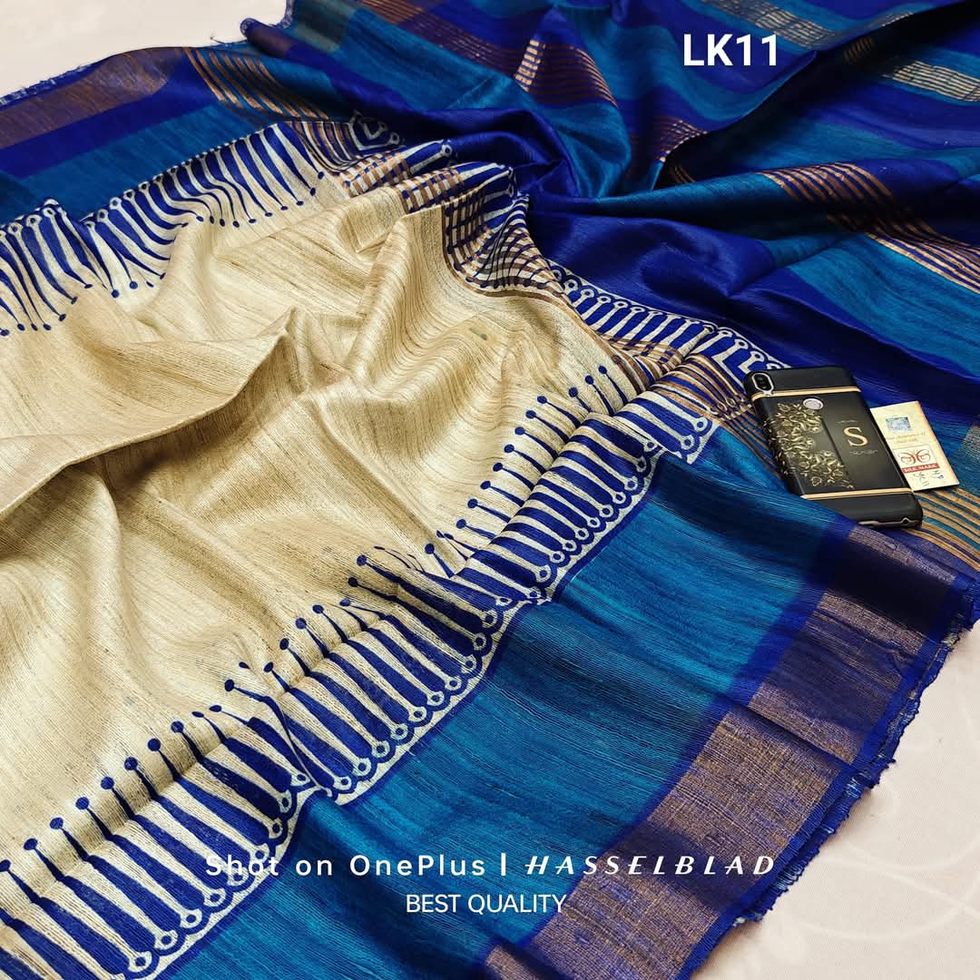 Turbani | Tussar Ghicha Screen Print Saree