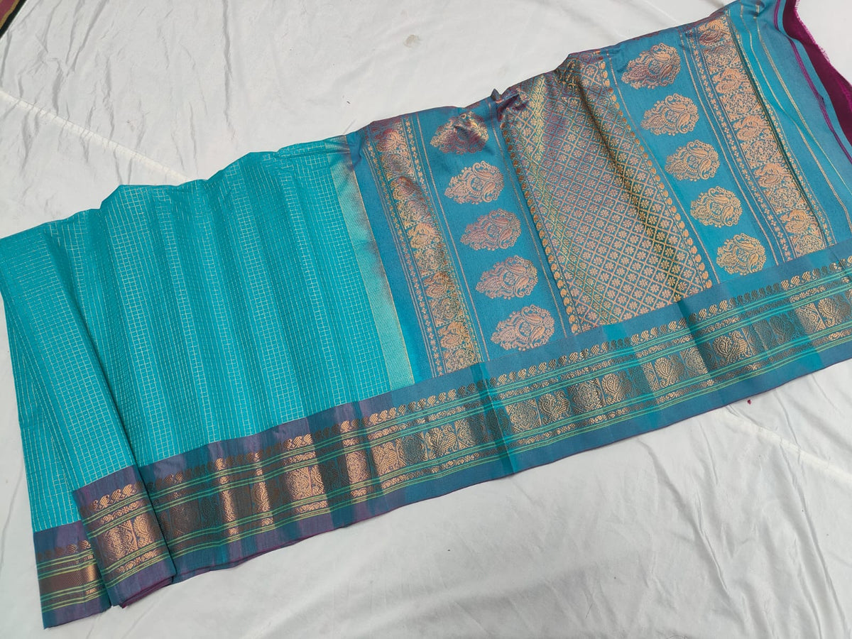 GADWAL HANDLOOM SICO CHECK SAREE