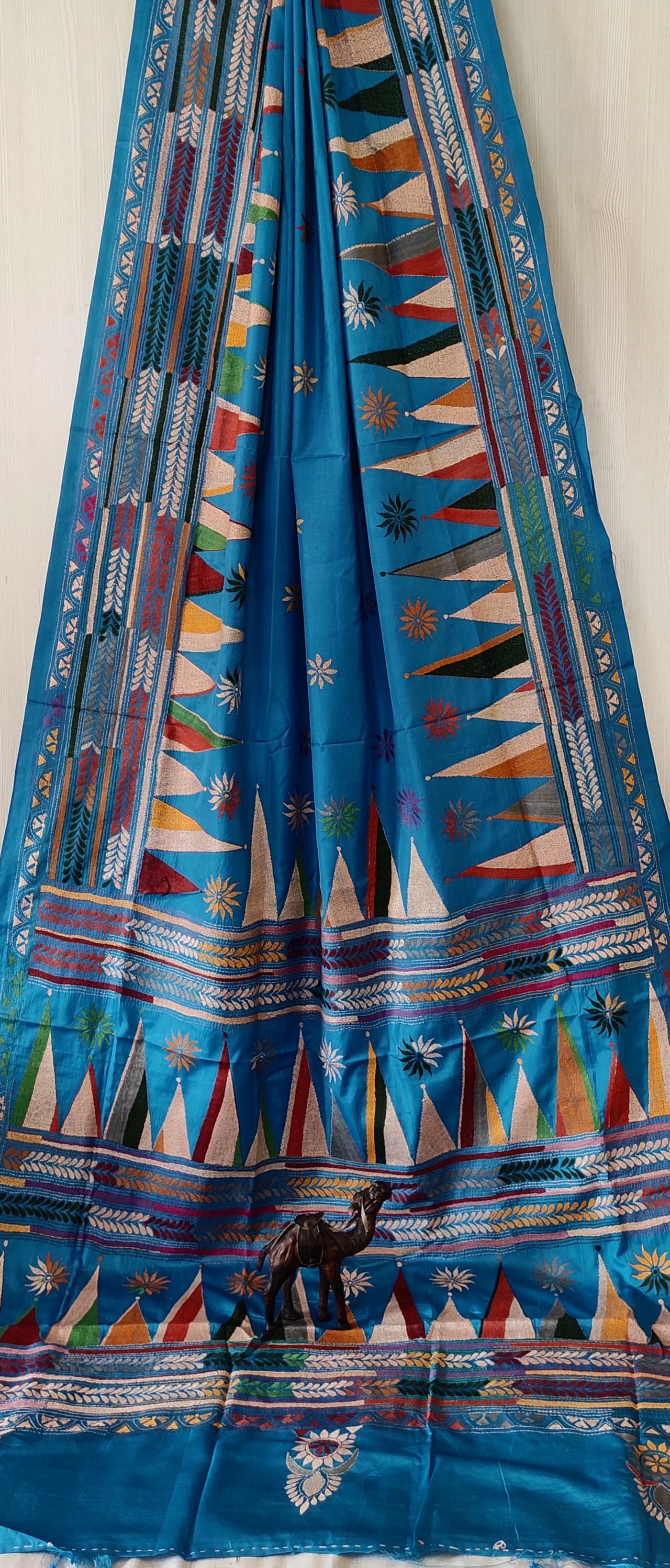 Kamaldevi | Blended silk saree with Kantha Embroidery