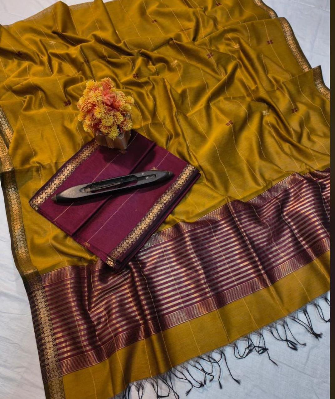 Chhaviika | Maheshwari cotton silk fabric set