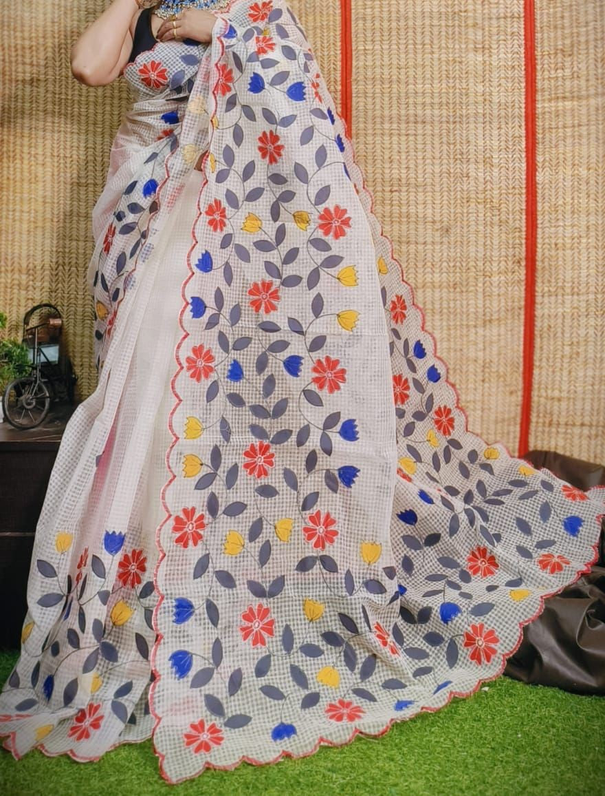 Hresval | Applique Cotton Silk Saree