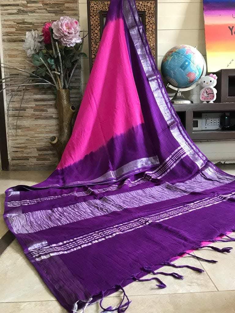 Lemisha| Plain Linen Saree