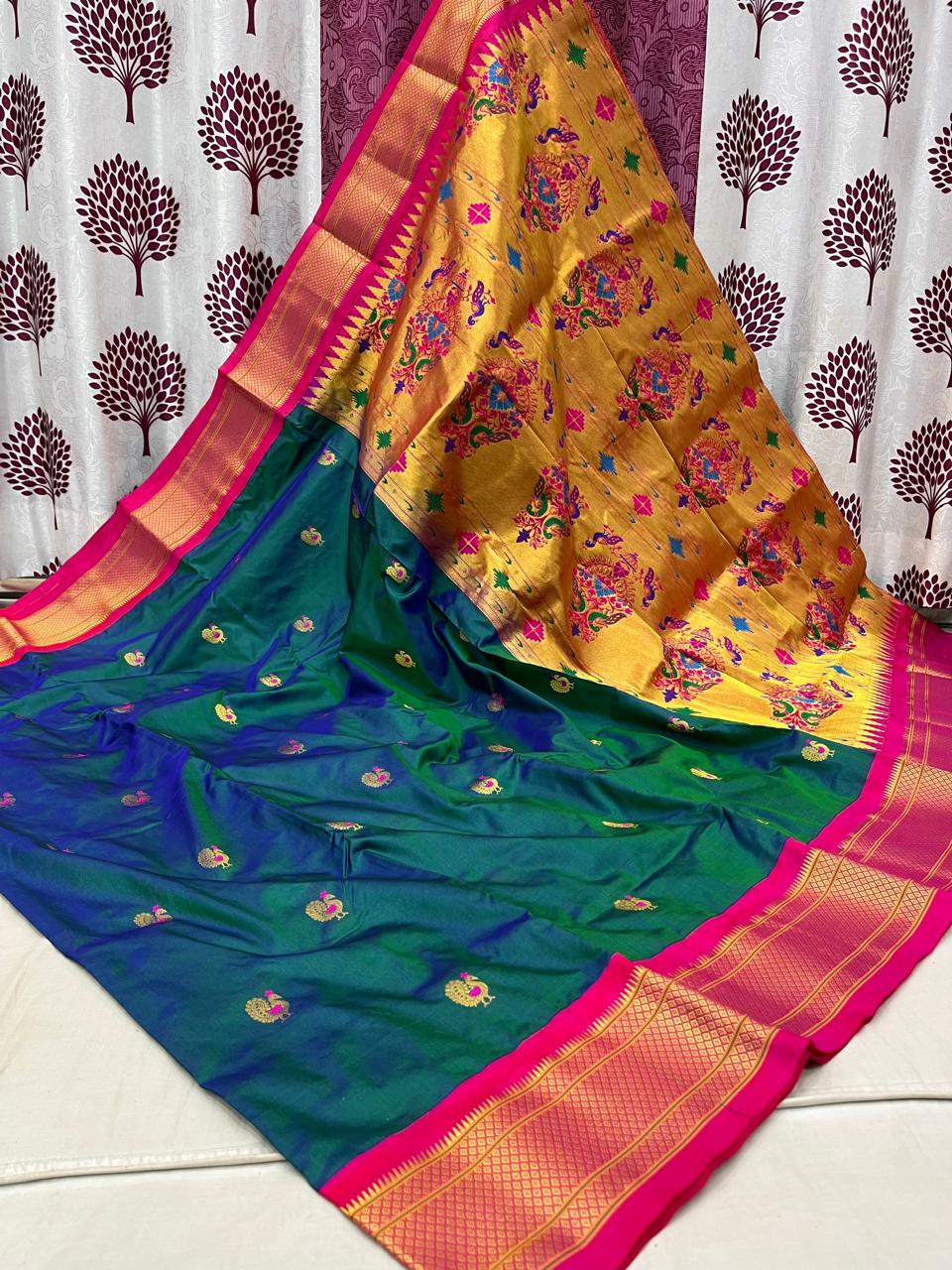 Bhanita | Powerloom Kadiyal Paithani Silk Saree