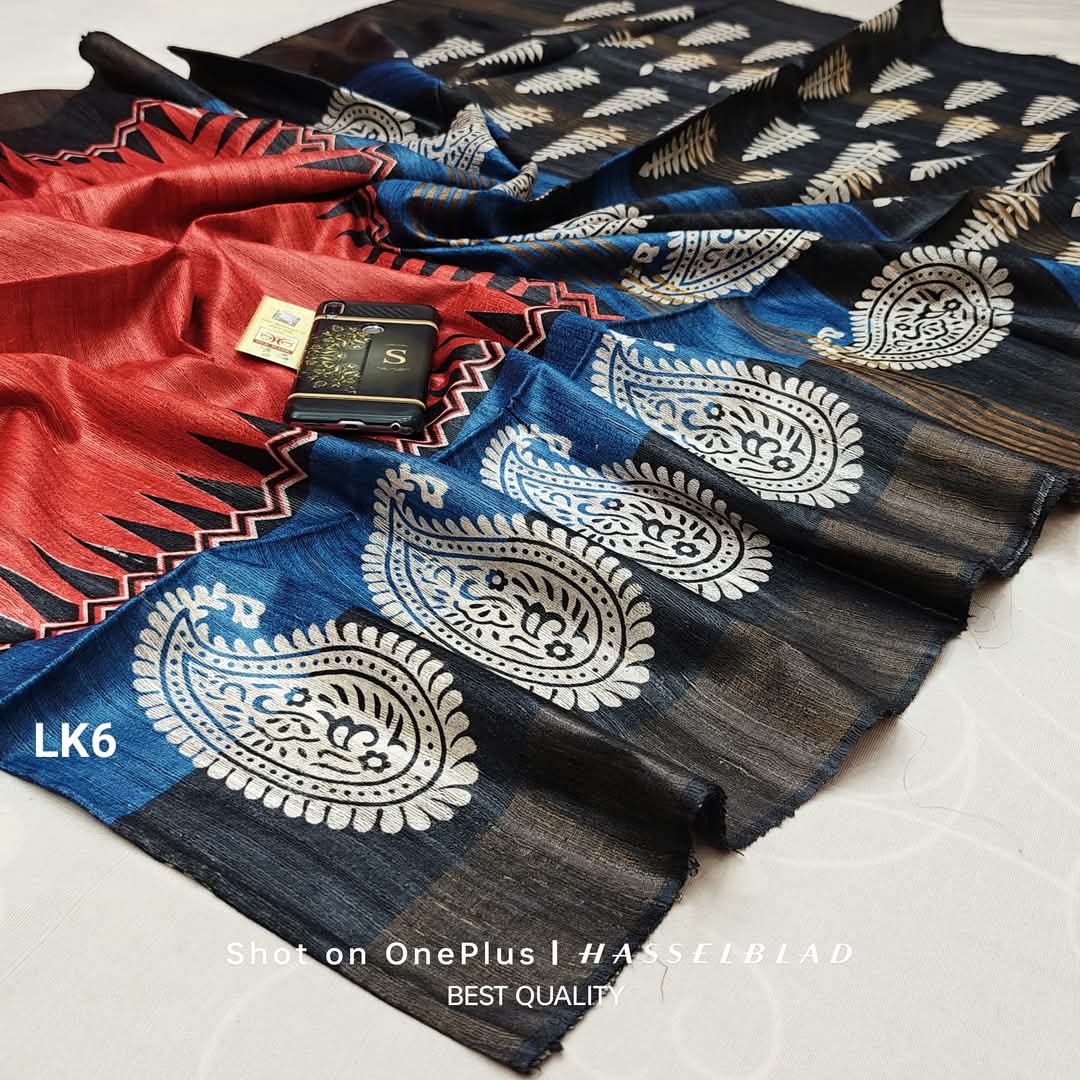 Tunsha | Tussar Ghicha Screen Print Saree