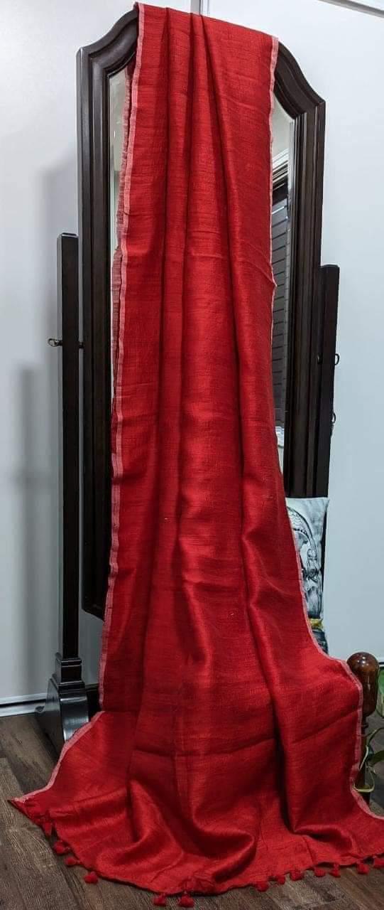Plain matka silk saree