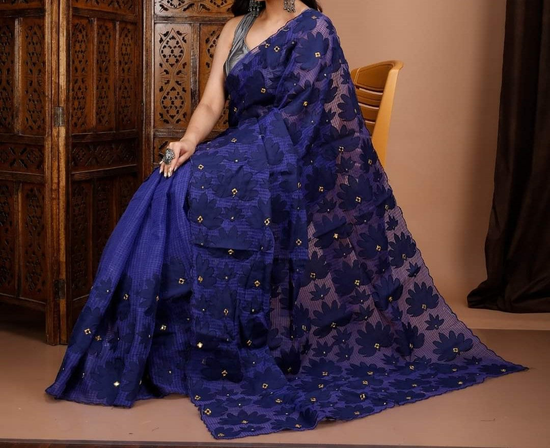 Harnikaav | Applique Cotton Silk Saree