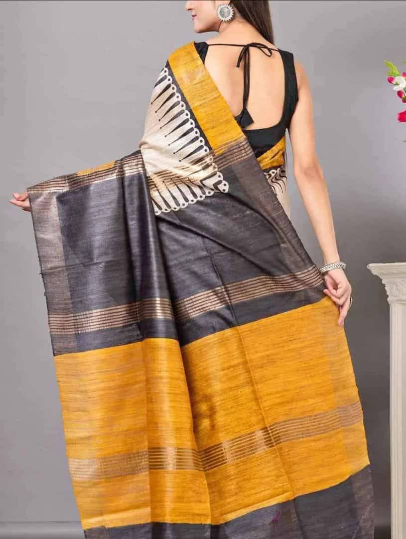 Tumari | Tussar Ghicha Screen Print Saree