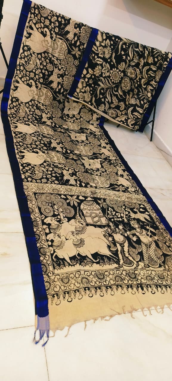 Komal | Black and white kalamkari Saree
