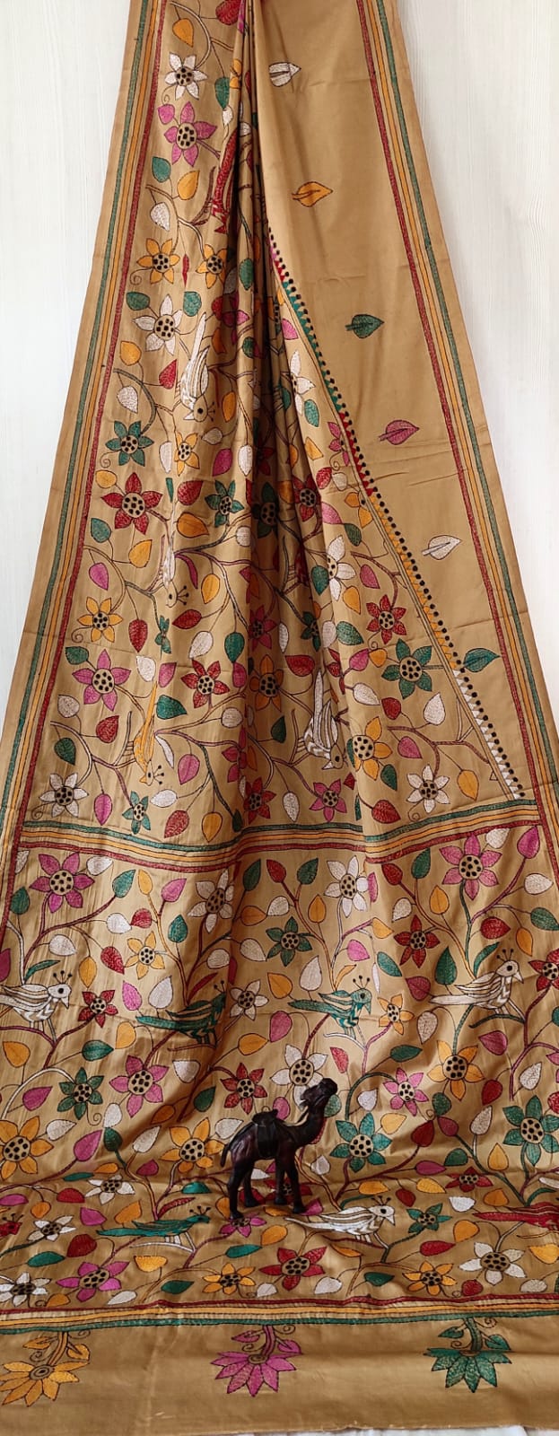 Beautiful kantha work on blended Bangalore silk
With kantha stich work bp