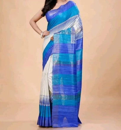Tuhmira | Tussar Ghicha Screen Print Saree