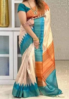 Tunvani | Tussar Ghicha Screen Print Saree