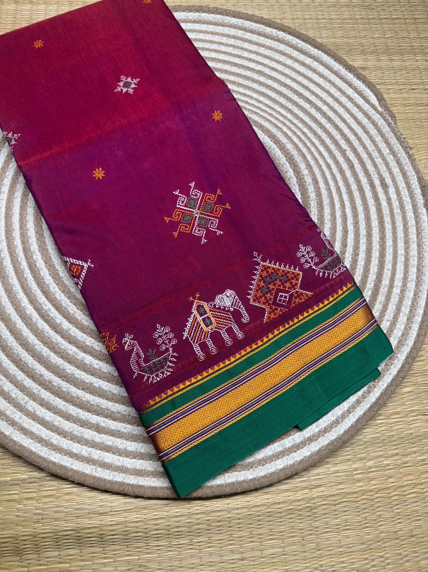 Chandvedi | Kasuti Work Saree in Mercerised Cotton