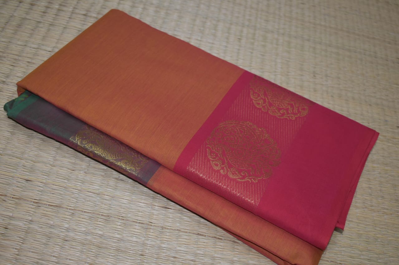 Chettinadu Cotton Saree in Orange
