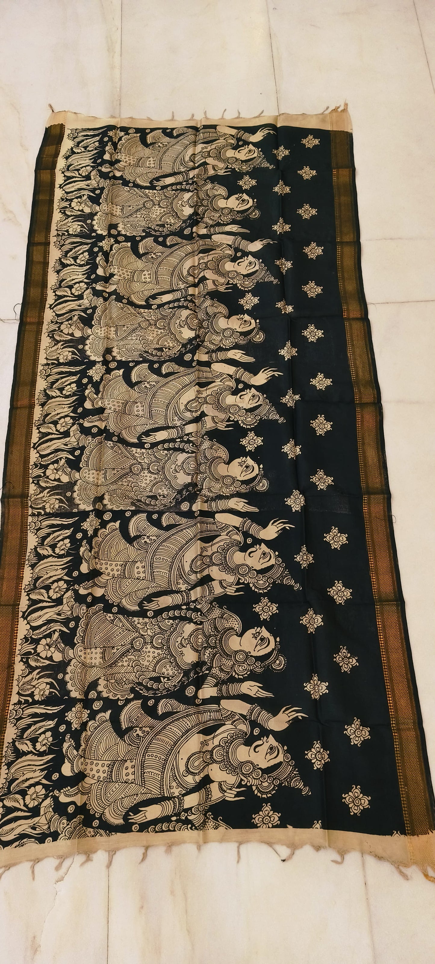 Khushi | Kalamkari dupatta on mangalagiri silk