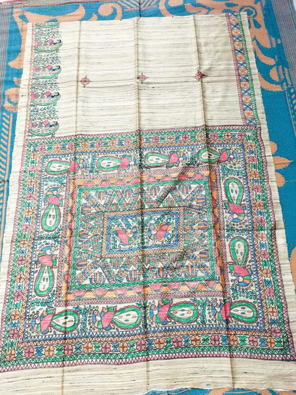 Madhubai | Tussar Saree with madhubani work