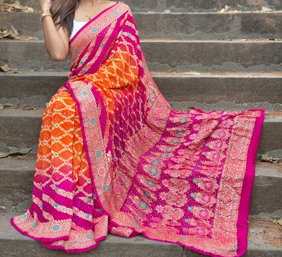 Gresmita | Pure Georgette Minakari Sarees