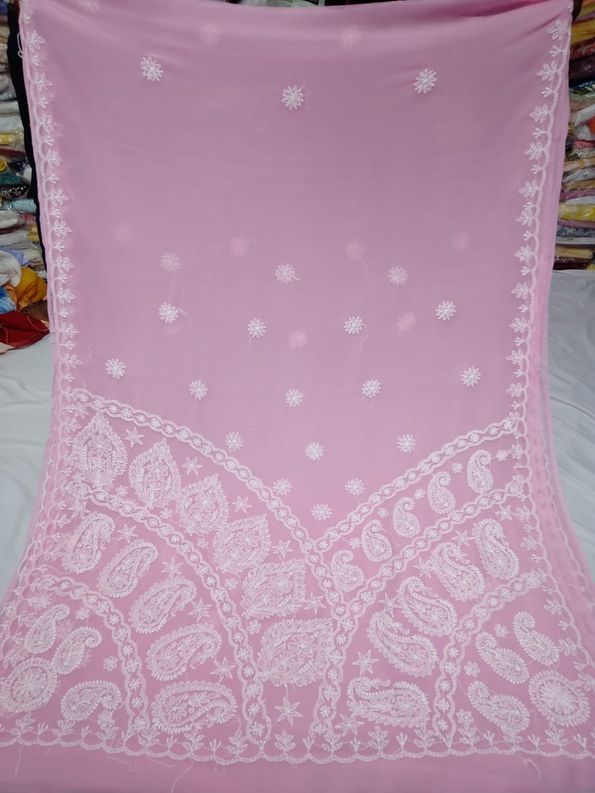 Leslie | Georgette chikankari saree