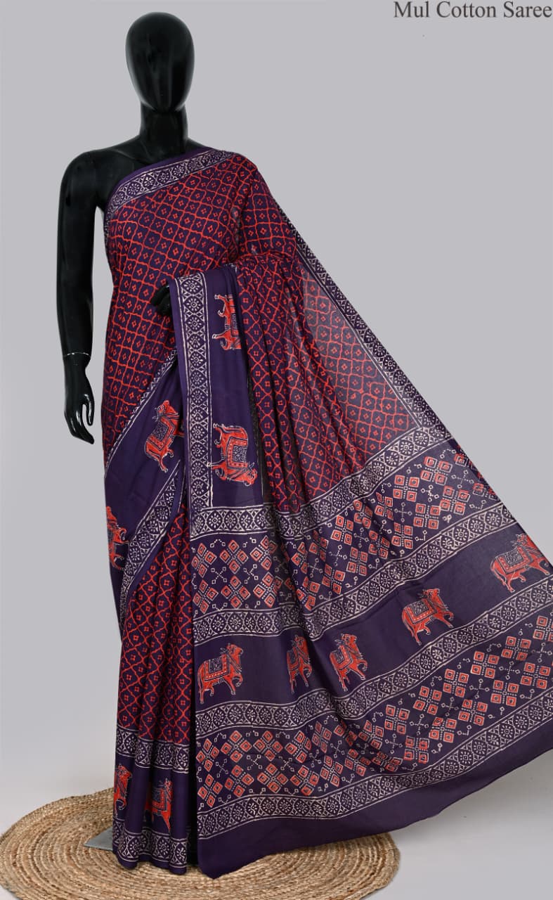 premium Traditional Mulmul CottonBeautiful Pure Soft Mulmul Cotton Sarees available*
Size: 6.30 mtr with blouse