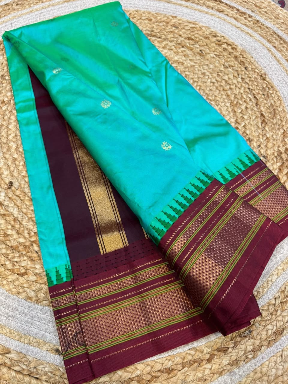 *All New Colours*
*Exclusive silk ilkal saree*
*Pure silk korvai temple border* with *body butta* design superior quality ilkal saree & contrast blouse
6.10mtrs length
Full body pure silk
Border, pallu & blouse semi silk