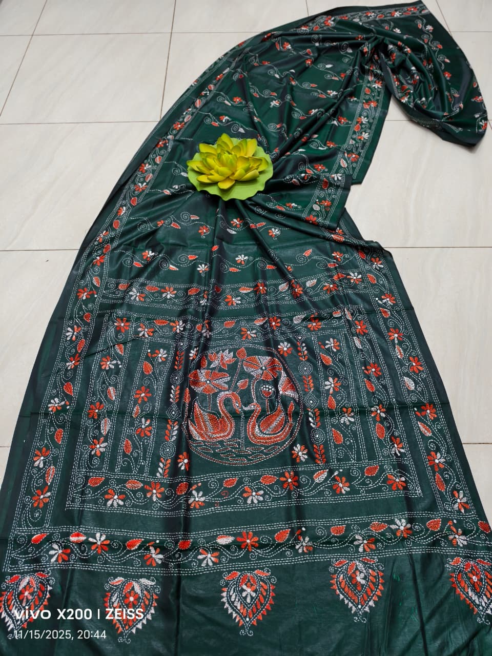 Kalyanii | Blended silk saree with Kantha Embroidery