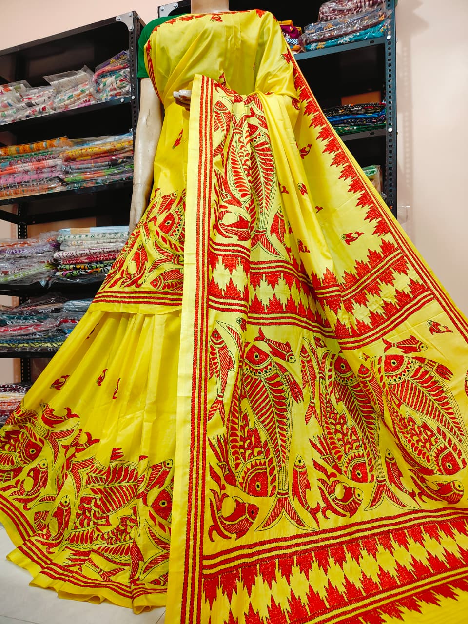 Handmade kantha on blended silk