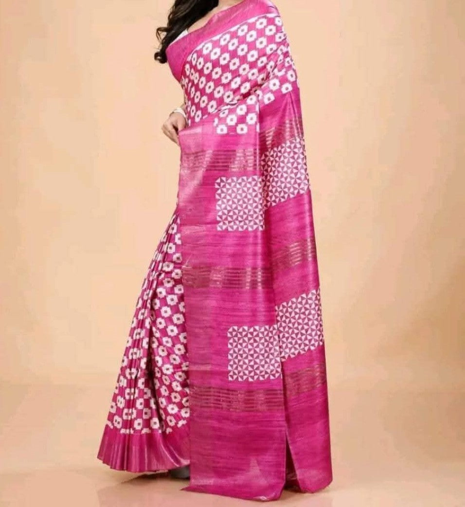 Tuvila | Tussar Ghicha Screen Print Saree