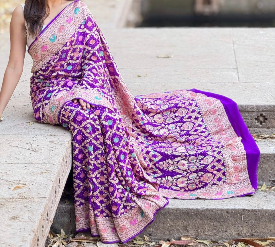 Gishmira | Pure Georgette Minakari Sarees