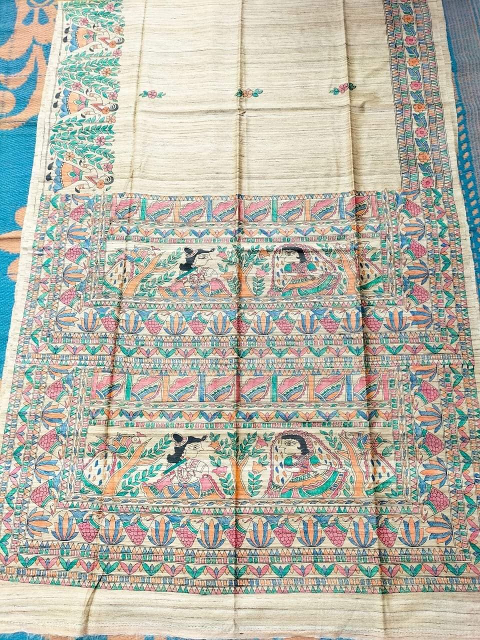 Madhuriuja | Tussar Saree with madhubani work